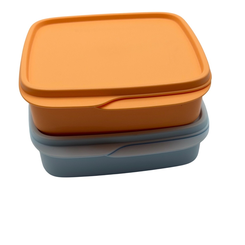 Tupperware ECO Lunch-It 3 Compart. Containers Set of 2 Orange Blue PBA-free